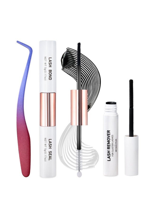 Miuffue طقم رموش 3 قطع مع لاصق الرموش ومثبت مع ملاقط الرموش ومزيل الرموش طقم لاصق الرموش وأداة تطبيق الرموش مزيل لاصق الرموش إزالة سريعة بدون بقايا - Image 1