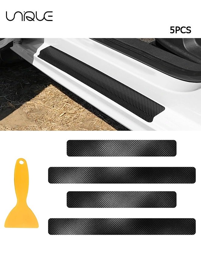 يونيك 4PCS حامي عتبة باب السيارة مع مكشطة ، 3D المضادة للخدش حافة الباب دخول حماية تقليم لحافة الباب / الأمامي والخلفي المصد عتبة الباب حامي غطاء شرائط ملصقا ، اكسسوارات جنرال موتورز - Image 1