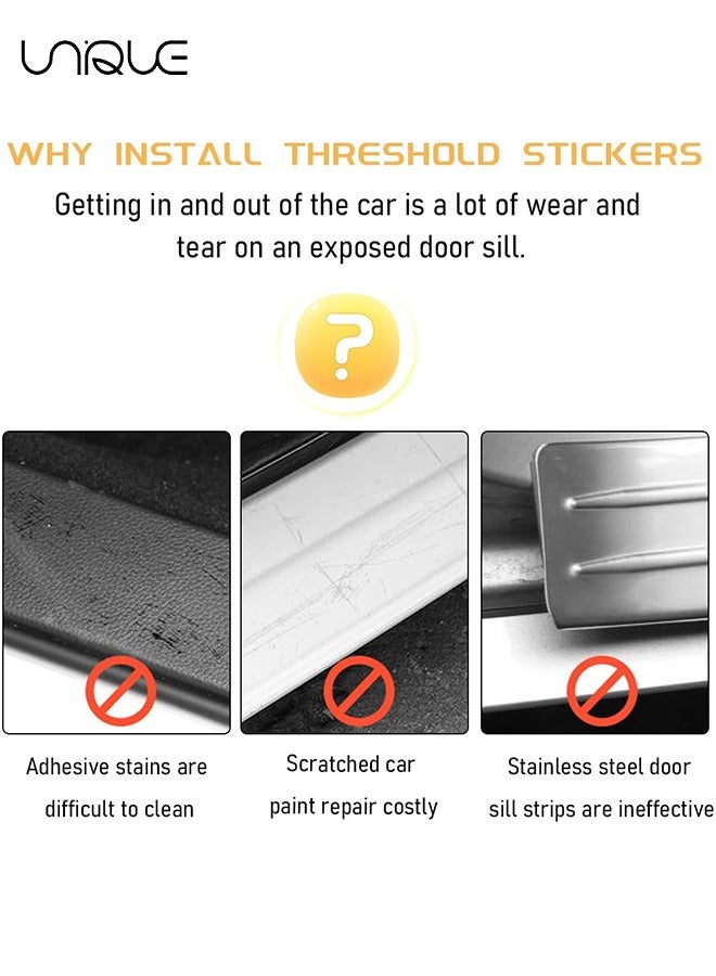يونيك 4PCS حامي عتبة باب السيارة مع مكشطة ، 3D المضادة للخدش حافة الباب دخول حماية تقليم لحافة الباب / الأمامي والخلفي المصد عتبة الباب حامي غطاء شرائط ملصقا ، اكسسوارات جنرال موتورز - Image 5