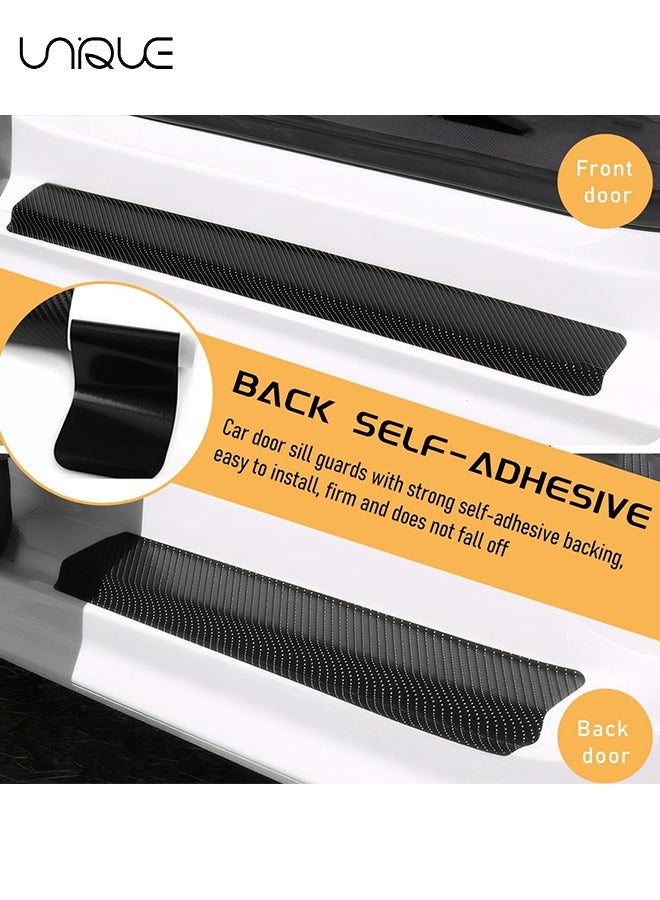 يونيك 4PCS حامي عتبة باب السيارة مع مكشطة ، 3D المضادة للخدش حافة الباب دخول حماية تقليم لحافة الباب / الأمامي والخلفي المصد عتبة الباب حامي غطاء شرائط ملصقا ، اكسسوارات جنرال موتورز - Image 4