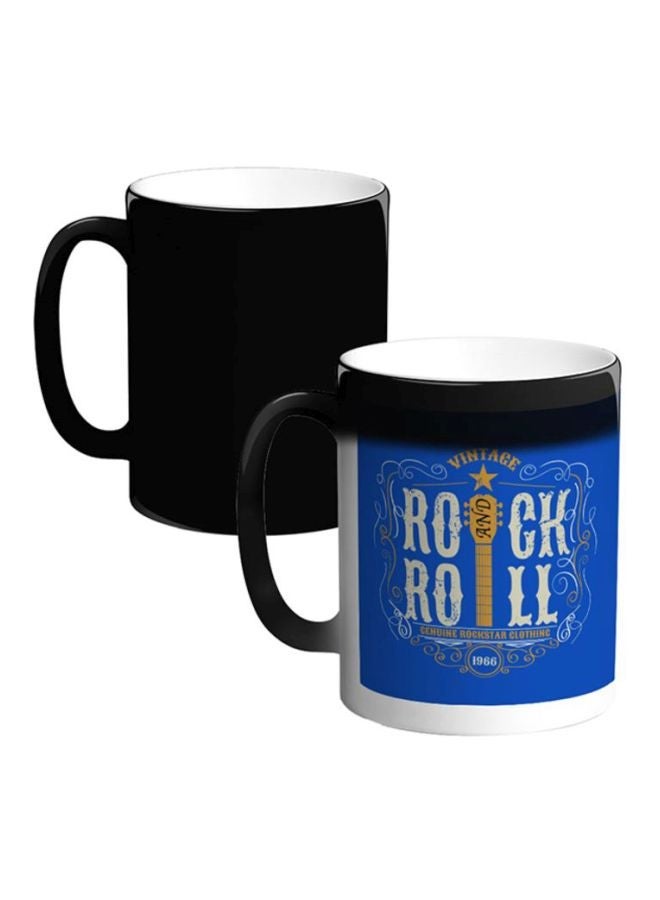 Rock And Roll Printed Ceramic Magic Coffee Mug White/Blue 12ounce