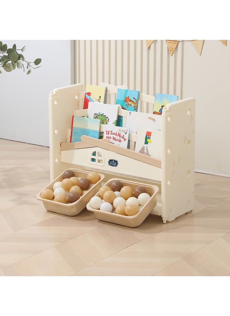 Little Story - قصة صغيرة - رف كتب للأطفال مع 2 صندوق تخزين ألعاب - أبيض - Image 1