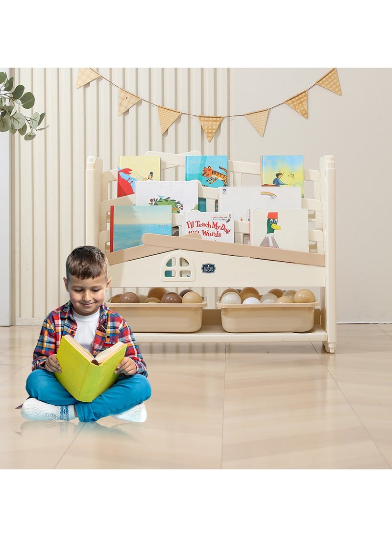 Little Story - قصة صغيرة - رف كتب للأطفال مع 2 صندوق تخزين ألعاب - أبيض - Image 1