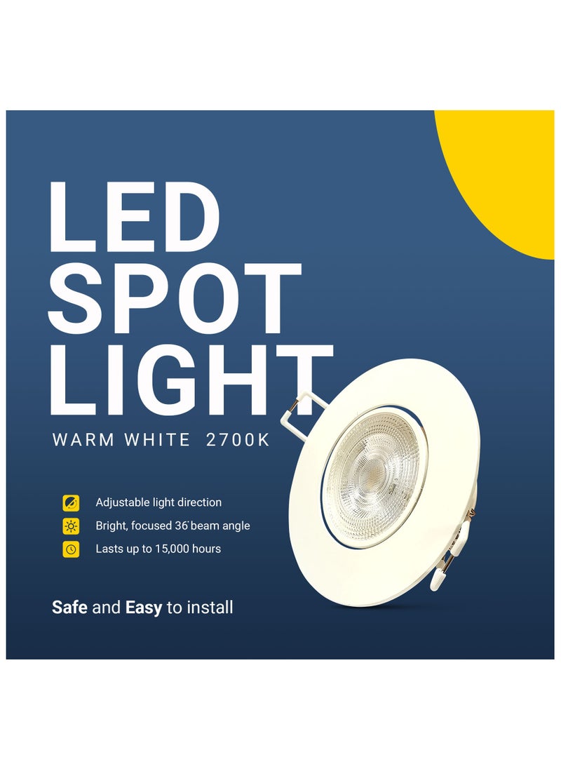 درافل مصباح كشاف LED مدمج من دورافيل، 5.8 واط، إضاءة سقف قابلة للتعديل، أبيض  - Image 3