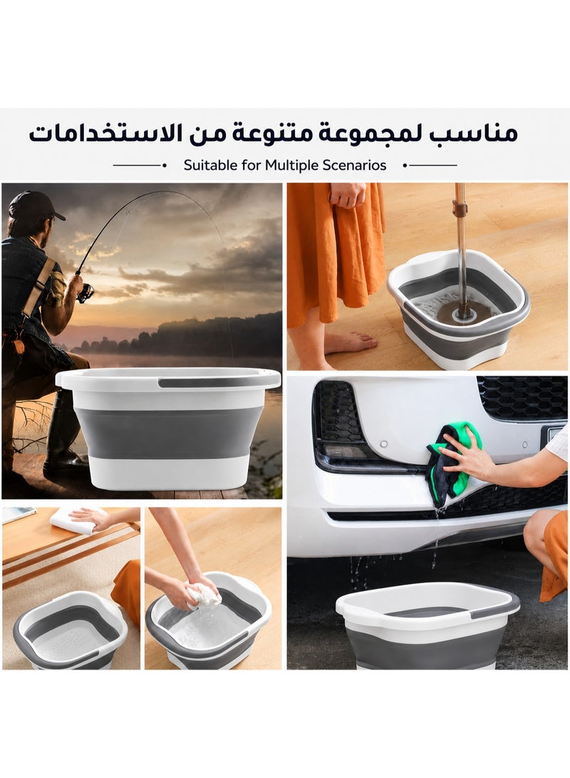 Foldable Foot Bath Basin with Carry Handle, Collapsible Foot Soaking Basin with Massage Nodes, Portable Space-Saving Foot Care Basin for Home Bathroom Travel and Daily Washing, White Grey - Image 4