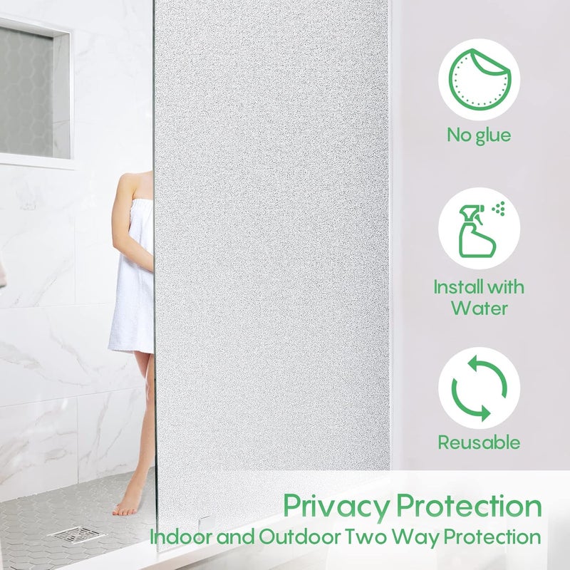 ARS Frosted Window Privacy Film - Non Adhesive Static Cling glass Stickers Sun UV Blocking Heat Control Door Covering Decals for Home Office, 17.5x78.7 Inch - Image 3