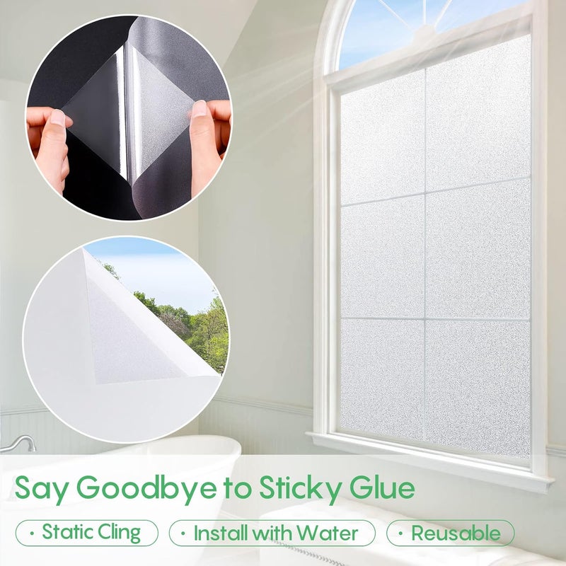 ARS Frosted Window Privacy Film - Non Adhesive Static Cling glass Stickers Sun UV Blocking Heat Control Door Covering Decals for Home Office, 17.5x78.7 Inch - Image 4