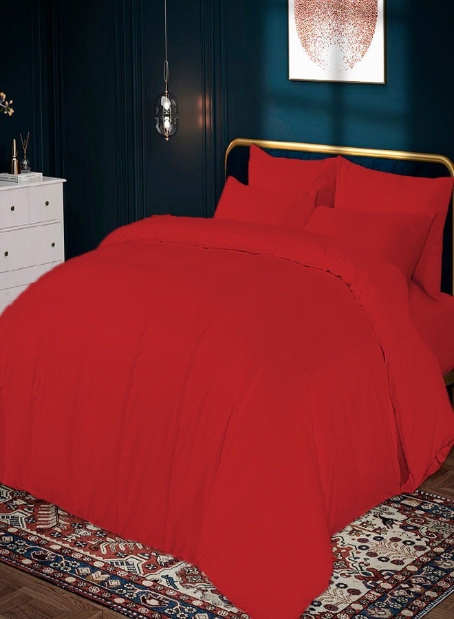 القيلولة زين طقم سرير كينج من سييستا زين – 1 ملاءة مطاطية، 1 ملاءة مسطحة، 1 غطاء لحاف و أغطية وسائد | ناعم للغاية، متين ومريح | لون أحمر أنيق | جودة فندقية - Image 3