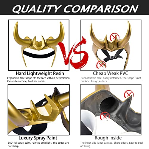 CAFELE Superhero Helmet with Horns, 2021 TV Series Movie Thor Ragnarok Norse Mythology Mask Cosplay Halloween Costume Party Props (L0KI Crown -Gold) - Image 3