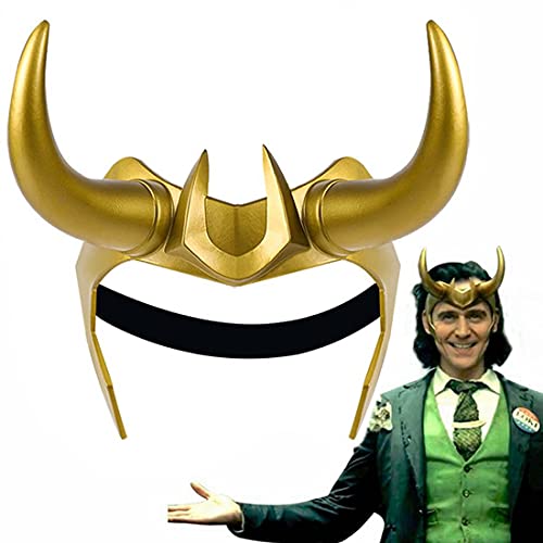 CAFELE Superhero Helmet with Horns, 2021 TV Series Movie Thor Ragnarok Norse Mythology Mask Cosplay Halloween Costume Party Props (L0KI Crown -Gold) - Image 1