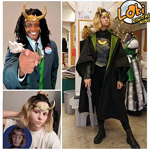 CAFELE Superhero Helmet with Horns, 2021 TV Series Movie Thor Ragnarok Norse Mythology Mask Cosplay Halloween Costume Party Props (L0KI Crown -Gold) - Image 2