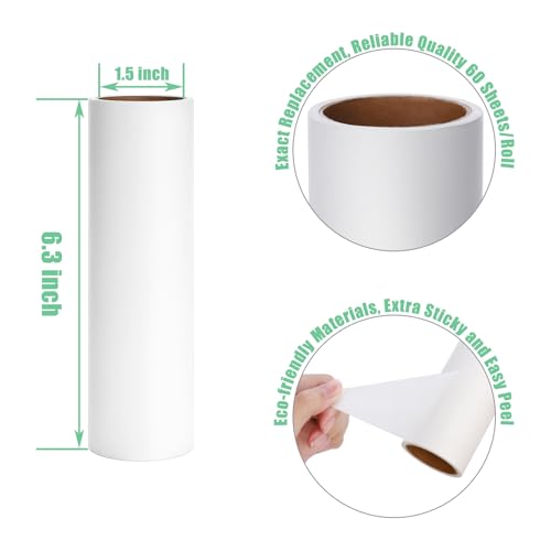 MINGRACE 6.3 inch Lint Roller Refills Only, Extra Sticky Lint Remover Refills for Pet Hair Sticky Roller Refill Adhesive Tape Easy Peel 60 Sheets per Roll, Pack of 5, Total 300 Sheets (6.3'' Wide) - Image 4