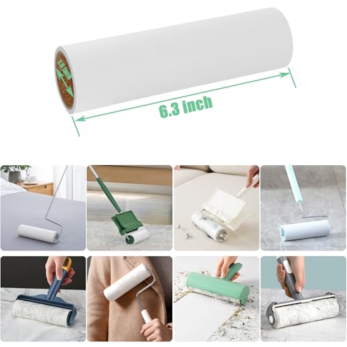 MINGRACE 6.3 inch Lint Roller Refills Only, Extra Sticky Lint Remover Refills for Pet Hair Sticky Roller Refill Adhesive Tape Easy Peel 60 Sheets per Roll, Pack of 5, Total 300 Sheets (6.3'' Wide) - Image 2