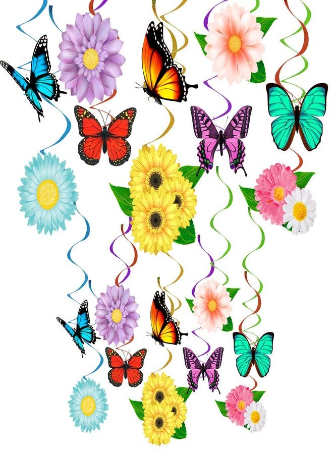 HADDIY Flower Butterfly Birthday Party Decorations,30 Set Spring Summer Hanging Swirl Ceiling Decor for Classroom Office Garden Seasonal Decorations - Image 1