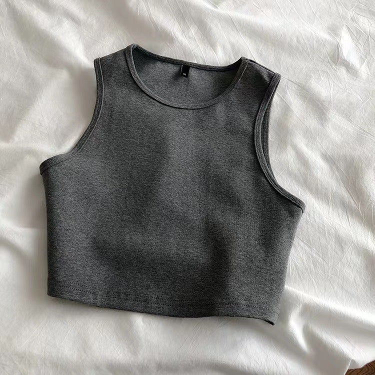 Summer Crop Top Sleeveless Tank Women Dark gray  - Image 1