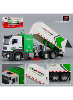 Tianying Simulation Alloy Car Model 1:32 City Sanitation Pull-back Sweeper Sound And Light Toy Car Music Model Ornaments-Color:8613B Sweeper Window Box
