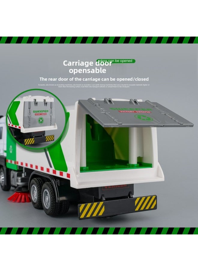 Generic - Tianying Simulation Alloy Car Model 1:32 City Sanitation Pull-back Sweeper Sound And Light Toy Car Music Model Ornaments-Color:8613B Sweeper Window Box - Image 1