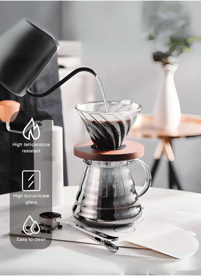 طقم قهوة V60، طقم ملحقات القهوة اليدوية يحتوي على 9 قطع، كلها في حقيبة سفر محمولة