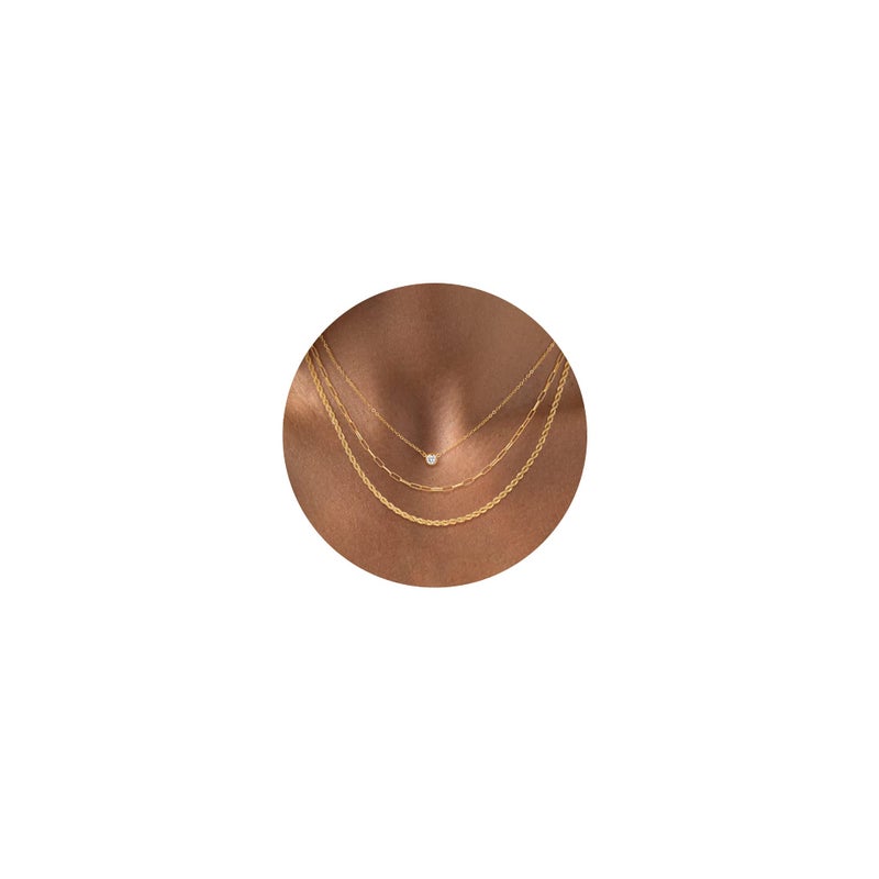 CHESKY 14K Gold Plated Pendant Necklace for Women, Layering Necklaces for Women Waterproof Choker Necklaces Fashion Jewelry Paperclip Rope Chain Necklace for Women - Image 1