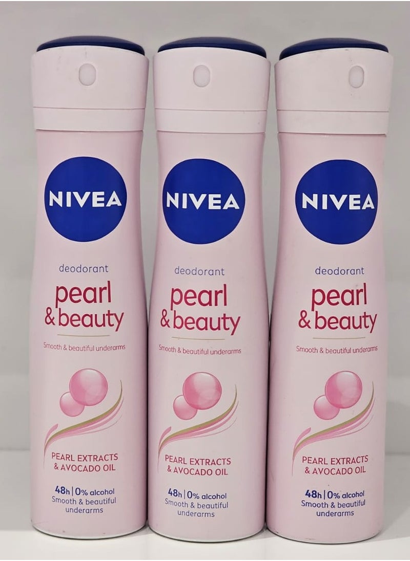 Nivea - Pearl And Beauty Deodorant 150ml Pack of 3 3x150ml - Image 1