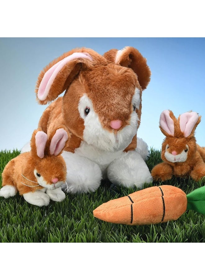Prextex Plush Bunny Rabbit with Zippered Pouch for Little Baby Bunnies, Bunny Stuffed Animal, Easter Bunny Stuffed Animal, Perfect for Easter Gift and Easter Basket  - Image 2