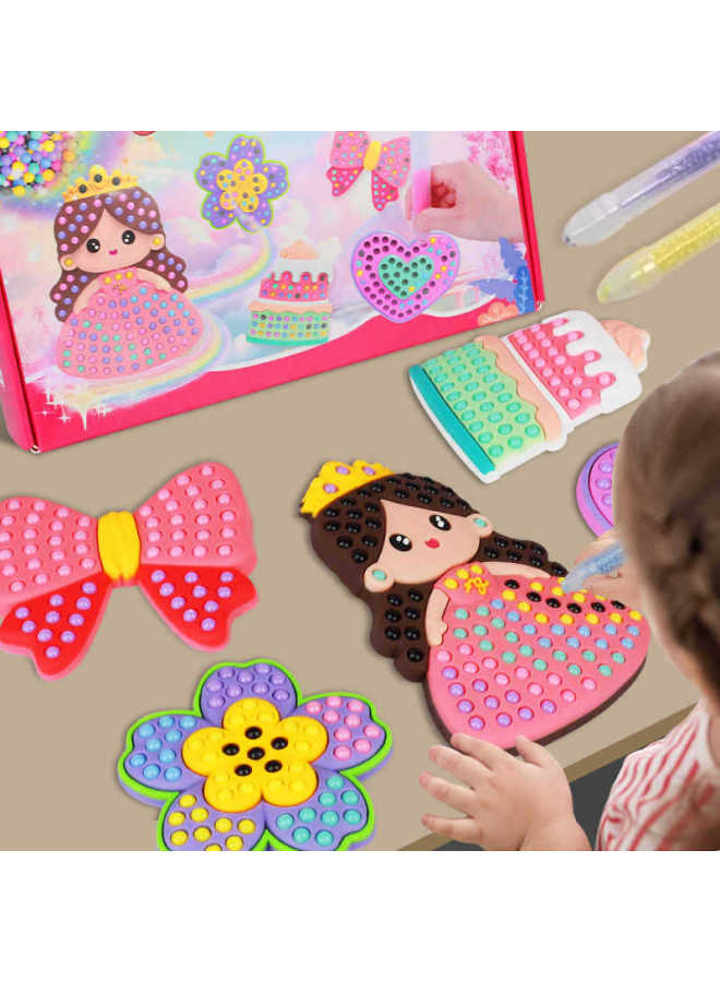 Children DIY Hand Drill Pen Ball Pen Toy Play House Drill Pen Creative Girl Stickers Puzzle-Color:Ten Patterns + Six Dot Pens 【sealed Color Box】 - Image 5