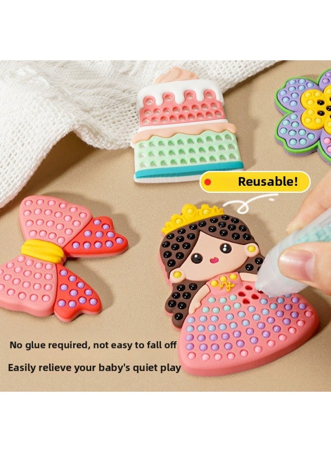 Children DIY Hand Drill Pen Ball Pen Toy Play House Drill Pen Creative Girl Stickers Puzzle-Color:Ten Patterns + Six Dot Pens 【sealed Color Box】 - Image 2
