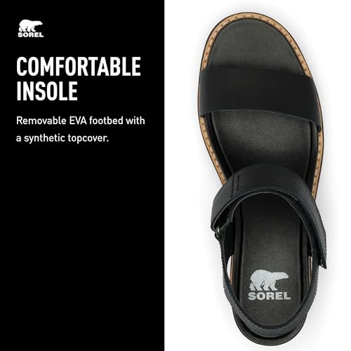 Sorel صندل ويدج عصري للنساء من سوريل، أسود/ملح البحر، 8 - Image 4