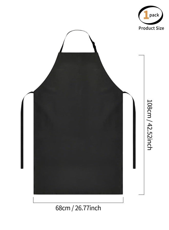 uvbws 43 inch waterproof rubber vinyl black slaughter apron, extra long adjustable laboratory apron with straps, used for dishwashing, cooking, gardening, pet grooming - Image 2