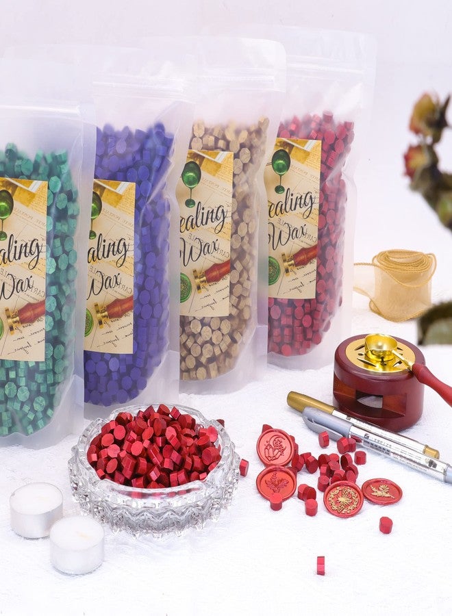 SWANGSA Sealing Wax Kit, 1450pcs Sealing Wax Beads Metallic Red, Wax Seal Warmer, Wax Spoon, Gold Wax Seal Pen and Tealight Candles for Wax Stamp Letter Sealing - Image 3