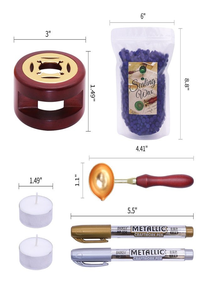 SWANGSA Sealing Wax Kit, 1450pcs Sealing Wax Beads Metallic Red, Wax Seal Warmer, Wax Spoon, Gold Wax Seal Pen and Tealight Candles for Wax Stamp Letter Sealing - Image 5