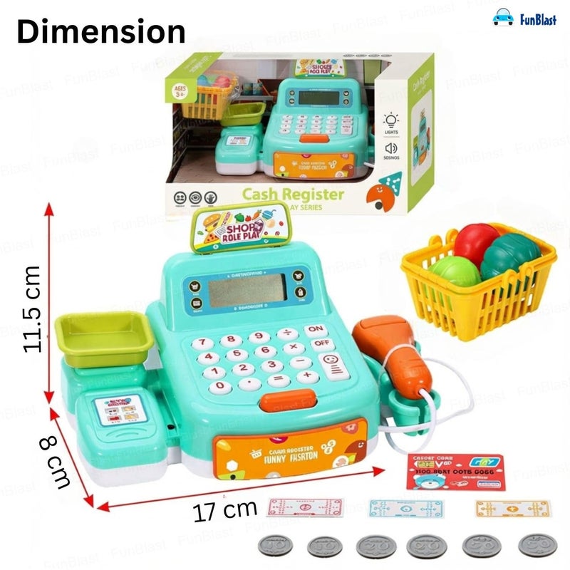 FunBlast لعبة صندوق النقد مع ماسح ضوئي، آلة سحب، بطاقة ائتمان، عملات، ألعاب مكتب كاشير، ألعاب تمثيل للأطفال، لعبة تمثيل للأطفال من 3 سنوات فما فوق (متعددة الألوان) - Image 2