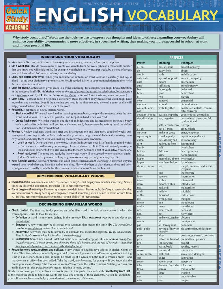 English Vocabulary: QuickStudy Laminated Reference Guide - Image 2