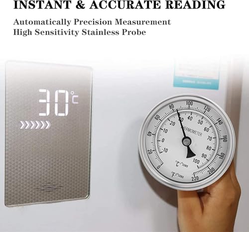 Ferroday 3" Dial 2" Probe FERRODAY 1/2 NPT Stainless Steel Dial Thermometer 1/2 NPT Homebrew Kettle Thermometer Weldless w/O-Rings 0-220ºF Kettle Stainless Steel Brew Pot Thermometer - Image 5