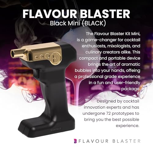 FLAVOUR BLASTER New Flavour Blaster Mini 2 Cocktail Gun Kit | Smoking Cocktail Machine, Edible Bubbles & Aroma | Smoke Bubble Gun for Elevating Drinks & Food with Flavor-Rich Clouds | Cocktail Gift Sets | Black - Image 2