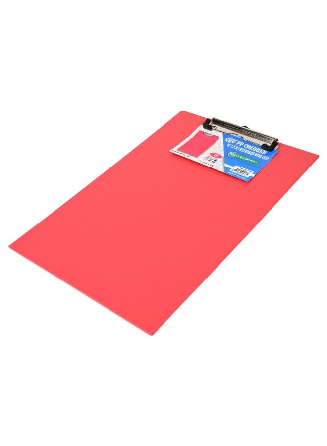FIS PP Colored Clipboard with 12cm Checkered Wire Clip, Foolscap Size(210x330mm), Red Color-FSCBPPWCFSRE - Image 1