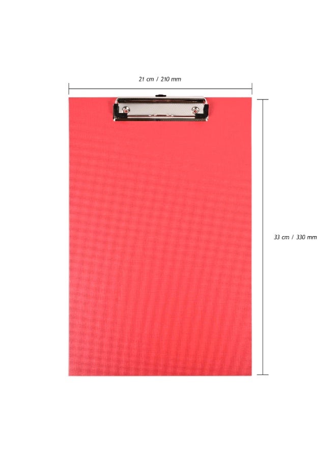 FIS PP Colored Clipboard with 12cm Checkered Wire Clip, Foolscap Size(210x330mm), Red Color-FSCBPPWCFSRE - Image 5
