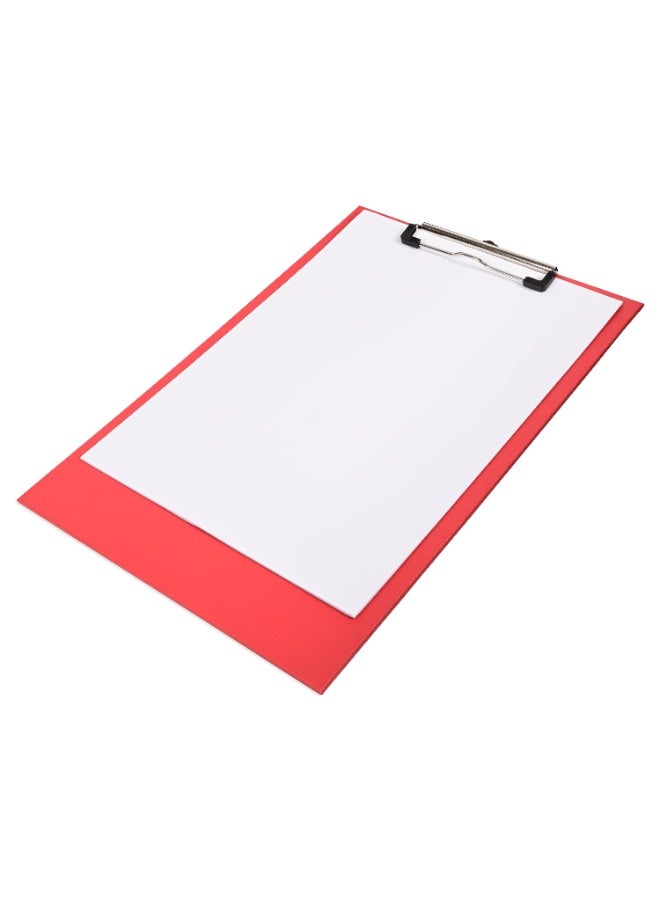 FIS PP Colored Clipboard with 12cm Checkered Wire Clip, Foolscap Size(210x330mm), Red Color-FSCBPPWCFSRE - Image 4
