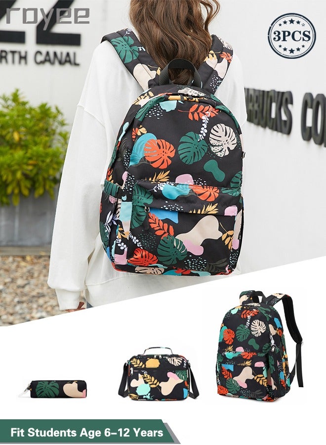 Royee 3PCS High definition print School Backpack Set with Lunch Bag and Pencil Bag, Geometric Print Lightweight Book Bag for Primary School Girl boys,kids backpack for school - Image 1