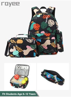 Royee 3PCS High definition print School Backpack Set with Lunch Bag and Pencil Bag, Geometric Print Lightweight Book Bag for Primary School Girl boys,kids backpack for school  - Image 2