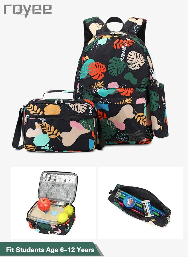 Royee 3PCS High definition print School Backpack Set with Lunch Bag and Pencil Bag, Geometric Print Lightweight Book Bag for Primary School Girl boys,kids backpack for school - Image 2