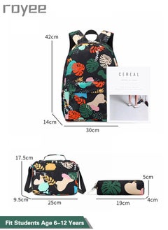 Royee 3PCS High definition print School Backpack Set with Lunch Bag and Pencil Bag, Geometric Print Lightweight Book Bag for Primary School Girl boys,kids backpack for school  - Image 3