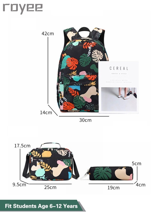 Royee 3PCS High definition print School Backpack Set with Lunch Bag and Pencil Bag, Geometric Print Lightweight Book Bag for Primary School Girl boys,kids backpack for school - Image 3