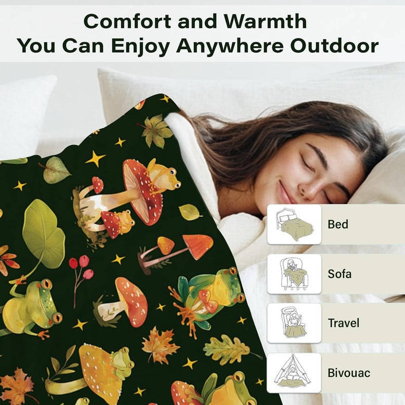 Frog Blanket: Green Fleece, Ultra Soft, Cozy Throw - Warm Gift for Frog Lovers & Enthusiasts - Image 4