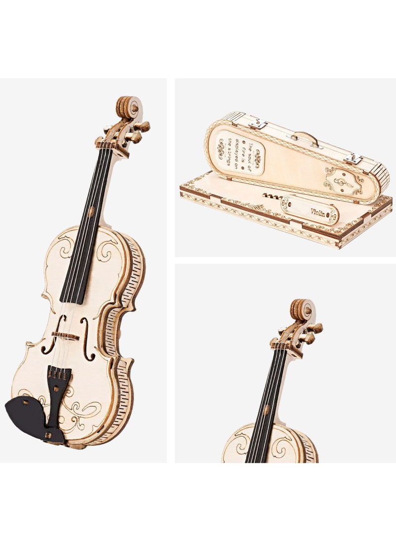 KASTWAVE 3D Wooden Puzzle Wooden Craft Kits for Kids DIY Model Violin Kit to Build for Girls Adorable Gifts for Teens & Adults - Image 3