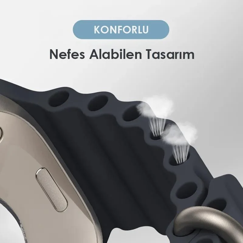 بولهاموبيل Polham 38MM Marine Loop Silicone Band Compatible with Apple Watch 1-2-3, Ultra Light and Comfortable Strap