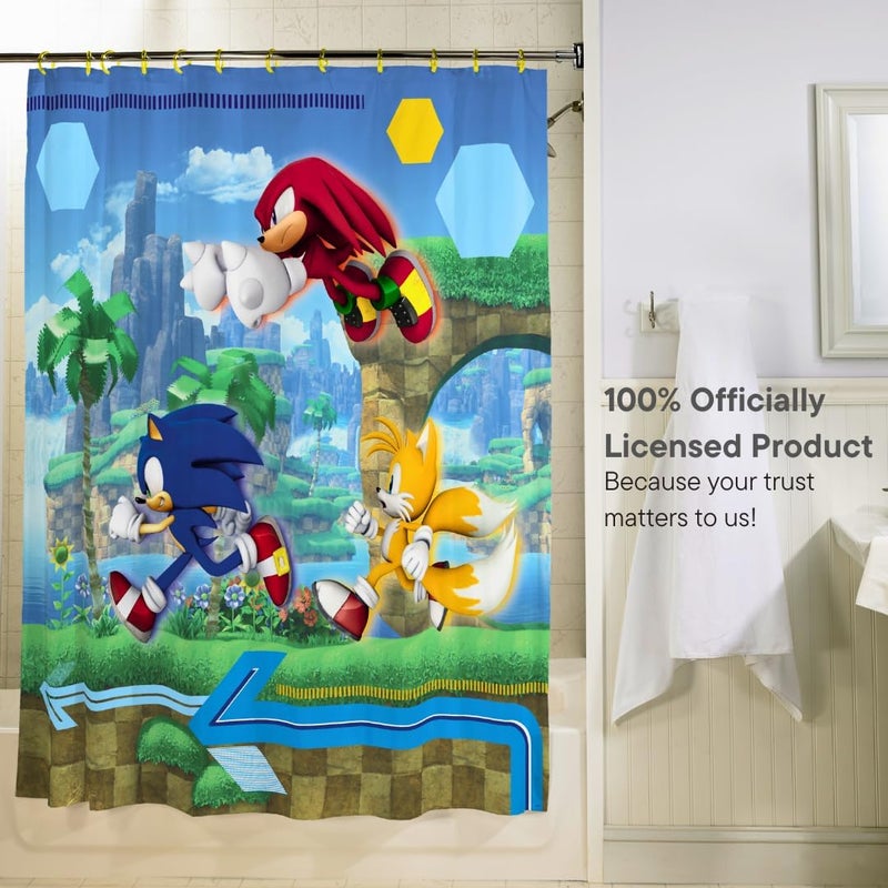 Franco Sonic Anime 13 Piece Shower Curtain and Ring Set, (100% Officially Licensed Product) - Image 4