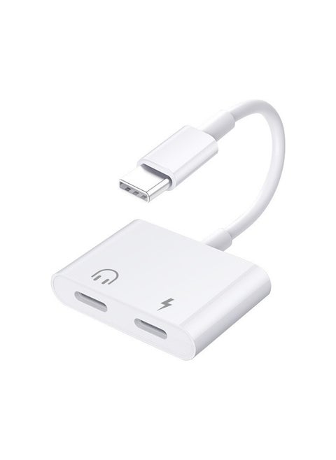Type-C to 3.5mm Audio Adapter for Apple Huawei Typec 2-in -1 double C ports (charging, listening to songs, wire control)