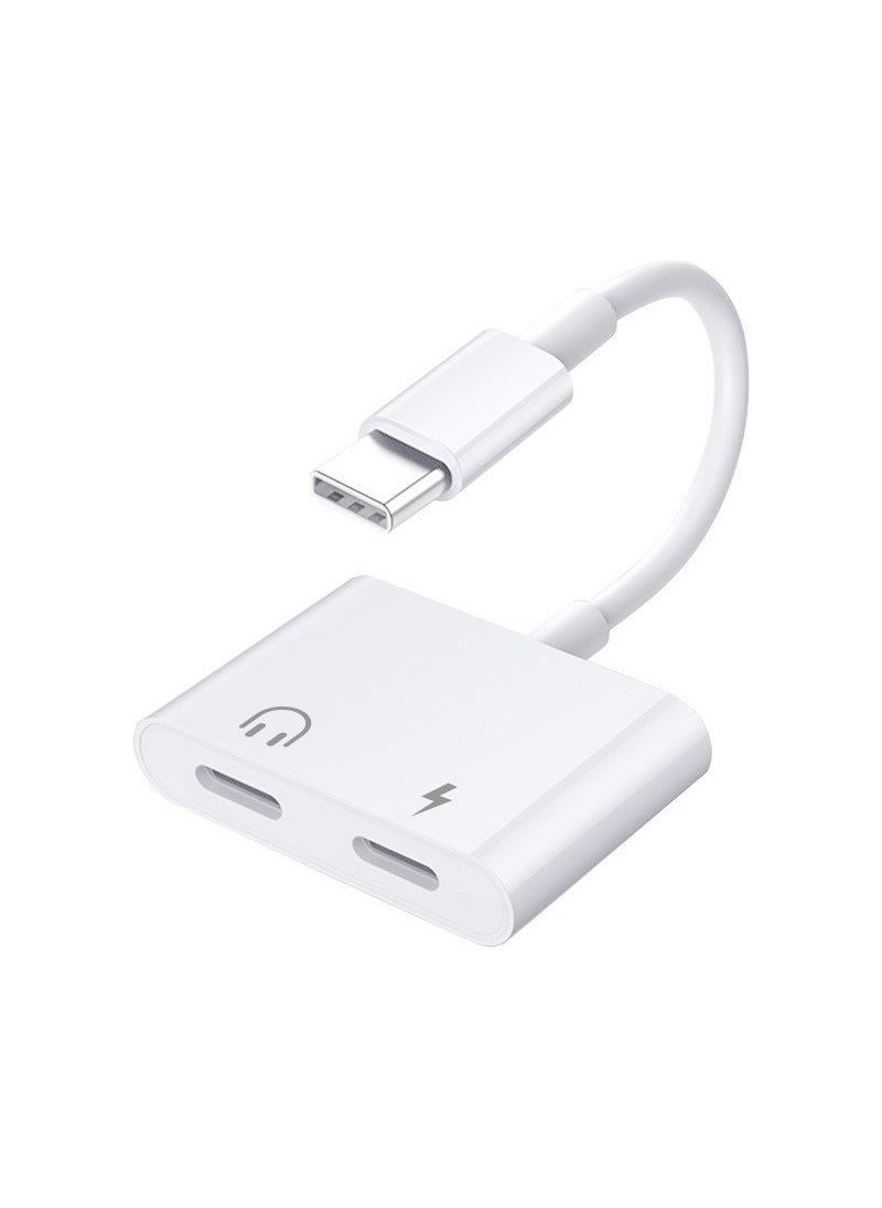 Generic - Type-C to 3.5mm Audio Adapter for Apple Huawei Typec 2-in -1 double C ports (charging, listening to songs, wire control) - Image 1