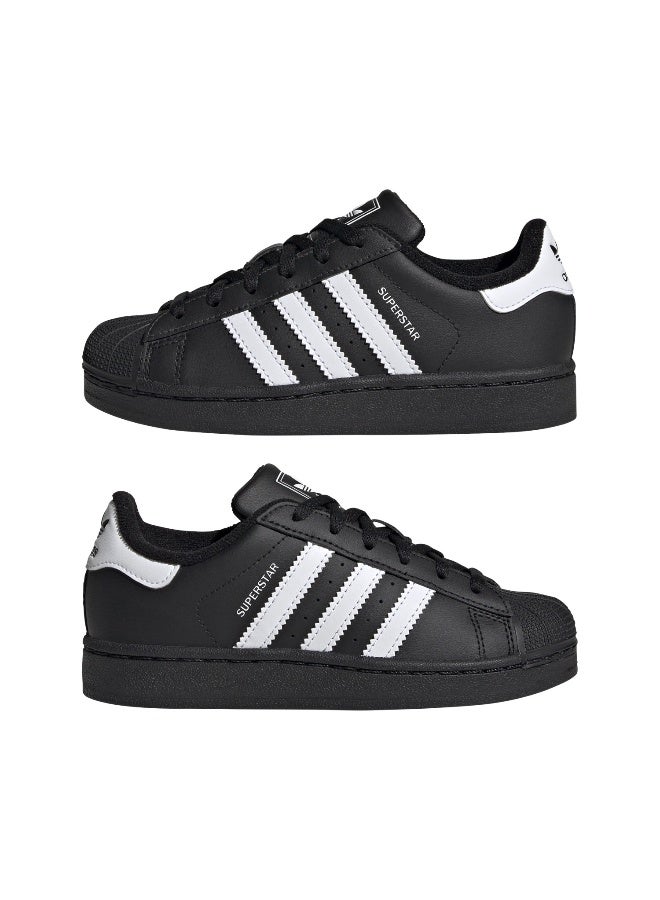adidas سنيكرز سوبرستار II سي أسود للأطفال أولاد وبنات مقاس 2.5  - Image 1